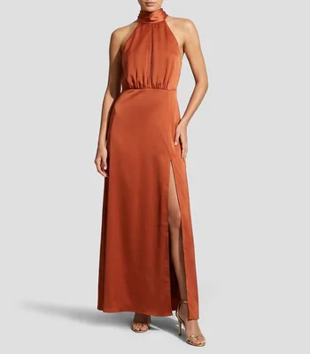 Vestido de fiesta largo liso Mujer