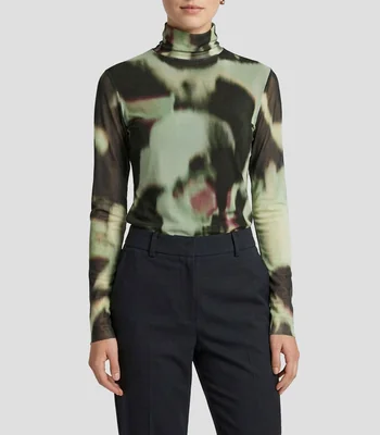 Blusa estampada manga larga Mujer