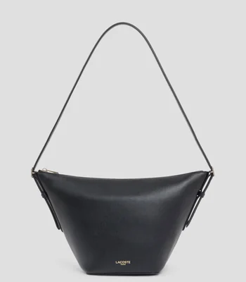 Bolsa shoulder negra en piel granulada lisa Mujer