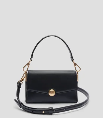 Bolsa crossbody negra en piel lisa Mujer