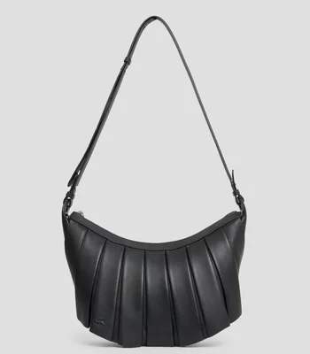Bolsa hobo negra en piel lisa Mujer
