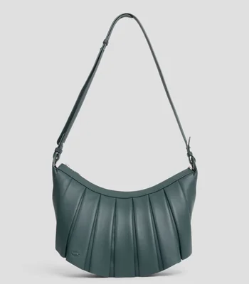 Bolsa hobo verde en piel lisa Mujer