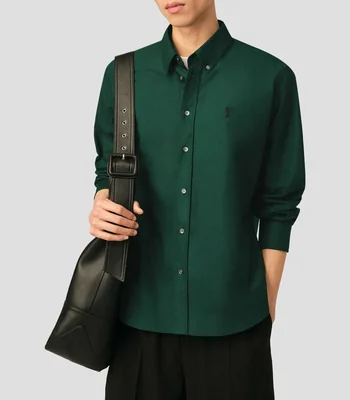 Camisa lisa manga larga Hombre