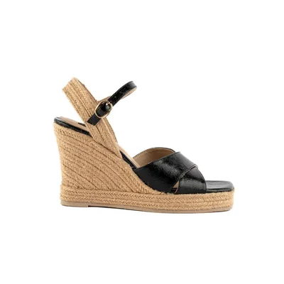 Plataforma Alpargata Yute Casual Para Mujer Walki Abril Negro