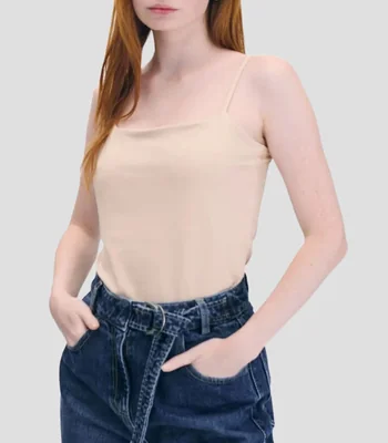 Top Negro De Punto Escote Cuadrado Con Tirantes Mujer