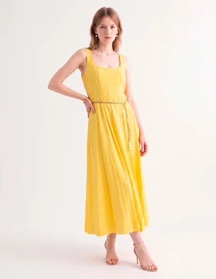 Vestido crop casual escote cuadrado