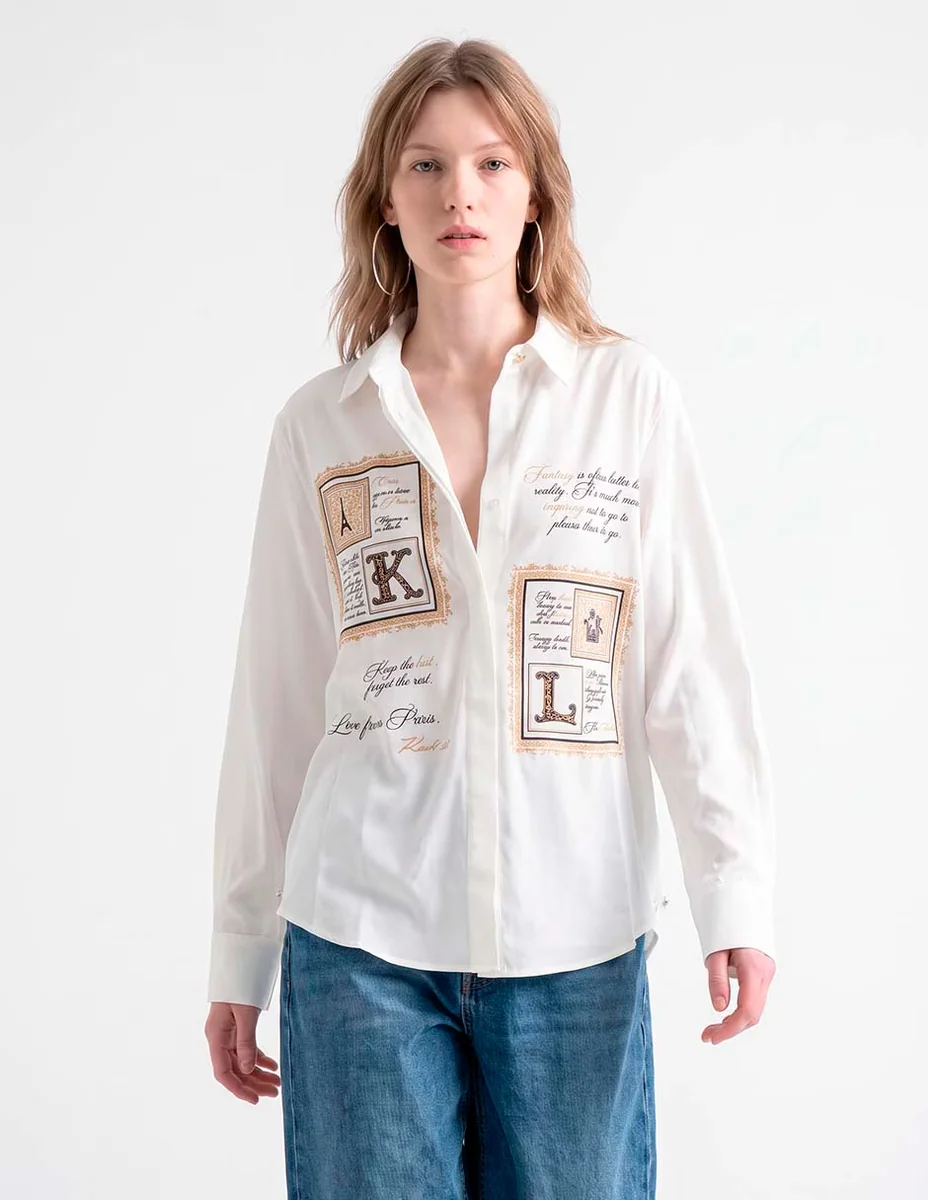 Blusa camisera manga larga para mujer
