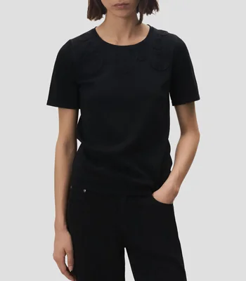 Top liso de manga corta Mujer