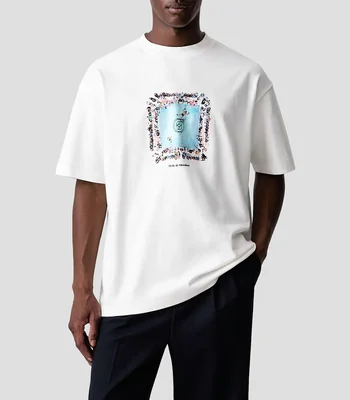 Playera cuello redondo manga corta estampada Hombre