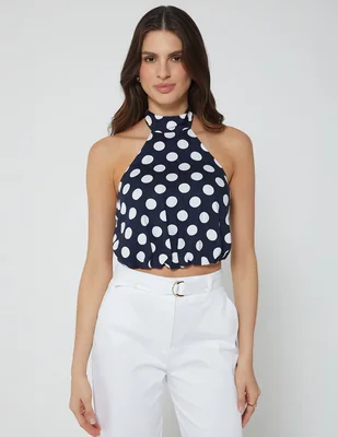 Top cuello halter escote con cuello