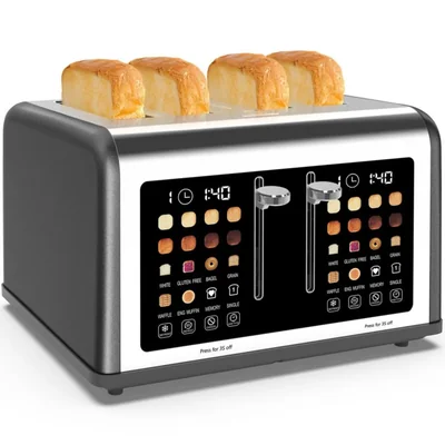 Tostadora Clixane de 4 rebanadas con pantalla táctil 1650 W y control dual