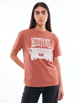 Playera manga corta Ford Mustang cuello redondo para mujer