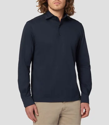 Playera tipo polo manga larga lisa Hombre