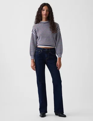 Jeans straight corte media cintura para mujer