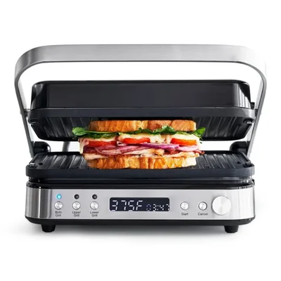 Póngase en contacto con parrilla y plancha GreenPan Electric de acero inoxidable