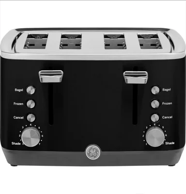 Tostadora GE de 4 rebanadas 1500 W ranuras anchas 7 niveles de tostado negra