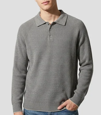 Suéter cuello polo liso Hombre