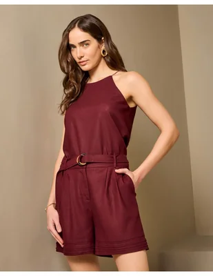Short/Bermuda de Lino y viscosa para mujer