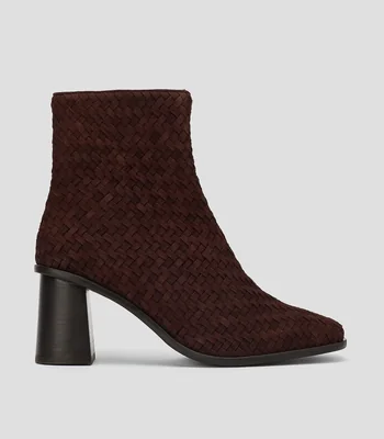 Botas casuales en piel vacuna con tacón medio de media luna Mujer