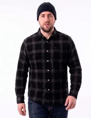 Camisa casual de pana manga larga para hombre