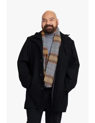 Abrigo lana efecto doble prenda para hombre
