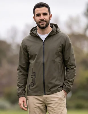 Chamarra rompevientos con capucha para hombre