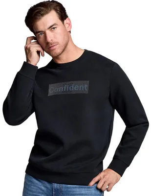 Sudadera negra cuello redondo con estampado Confident para hombre