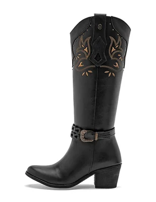 Bota cowboy media pierna para mujer