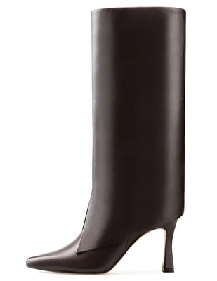 Bota abajo de la rodilla de piel para mujer