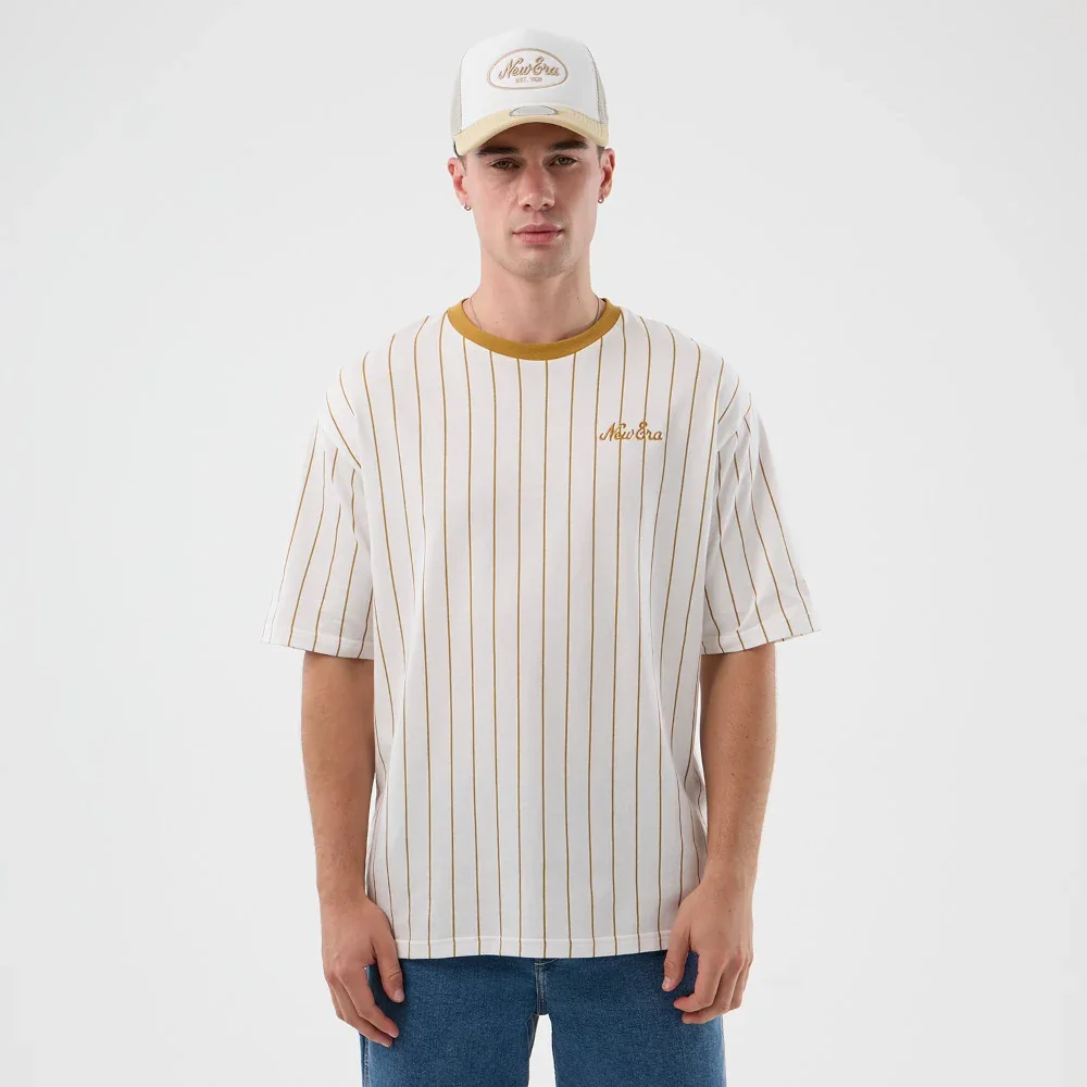 Playera Manga Corta New Era Pinstripe Amarillo