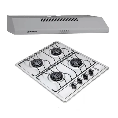 Combo Parrilla de Empotre Alfa 4Q Acero Inox + Campana Koblenz 3 Vel 76CM Luz Led Gris ENDY