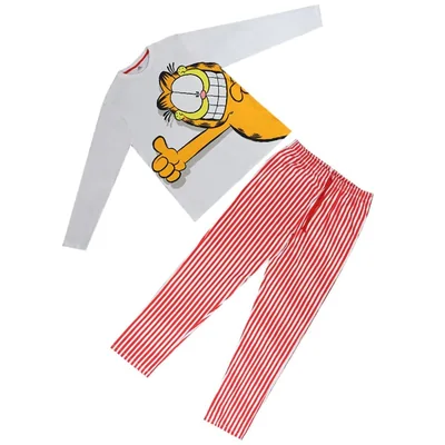 Pijama Set Garfield Manga Larga y Pantalón para Hombre