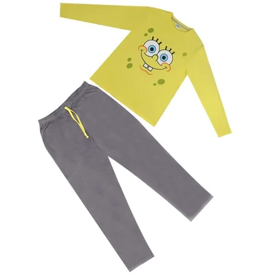 Pijama Set Bob Esponja Manga Larga y Pantalón para Hombre