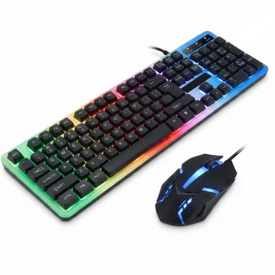 Teclado Y Mouse Alámbrico Con Iluminación Rgb Teclado Numérico