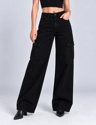 Jeans cargo wide leg para mujer