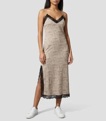 Vestido largo animal print Mujer