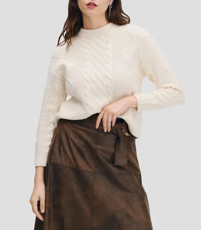 Suéter cuello redondo liso Mujer