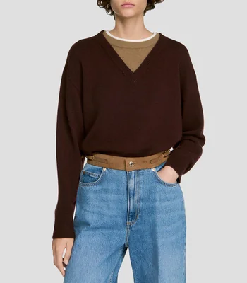 Suéter cuello V Mujer