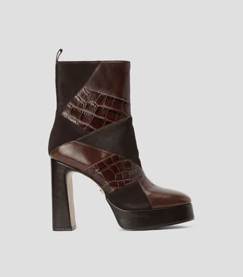 Botines casuales Semona 228 en piel vacuna con tacón alto de media luna Mujer