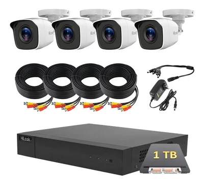 Kit de Video Vigilancia Hilook con 4 Cámaras Metálicas Full Hd/ 2 Mp/ 1 Tb