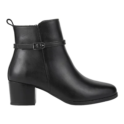 Bota de mujer, tipo confort, de piel, con tacón bajo y ancho, acabado napa, color negro, mod. 1346667
