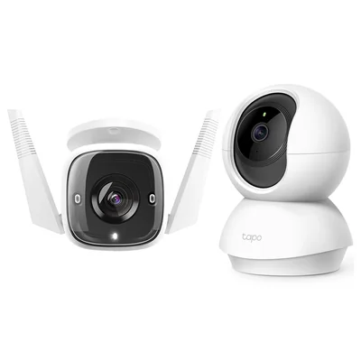 Kit 2 Cámaras Vigilancia Wifi Tp-link Tapo C310 Exterior Ultra HD + C200 Interior Full HD color Blanco