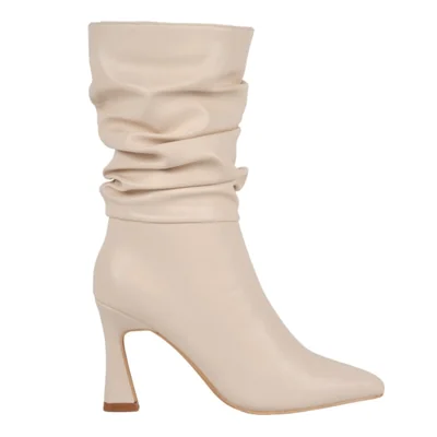 Bota de mujer, de vestir, con arruga en tubo, acabado napa, tacón alto, color beige, mod. 1317095