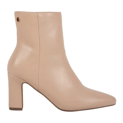 Bota de mujer, de vestir, con tacón medio y ancho, acabado napa, color beige, mod. 1314140