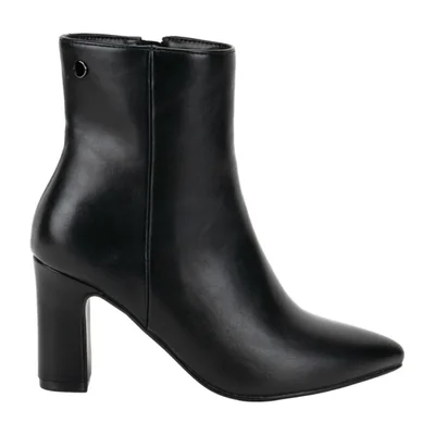 Bota de mujer, de vestir, con tacón medio y ancho, acabado napa, color negro, mod. 1314141