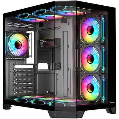 Gabinete Gamer Xzeal X-tron Atx Media Torre 4 Fan Cristal Templado Argb Negro