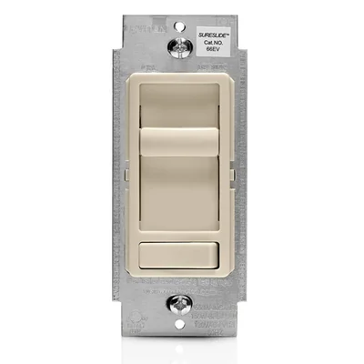 Interruptor Leviton Sureslide 66ev-10t Almendra Clara Con Control De Atenuación Para Bombillas - Venta Internacional.
