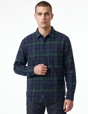 Sobrecamisa casual de algodón manga larga para hombre