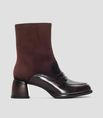 Botines casuales Emilia en cuero con tacón medio ancho Mujer