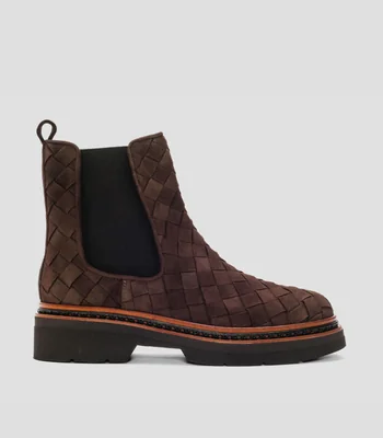 Botines Yanny en piel de tacón bajo de media luna Mujer